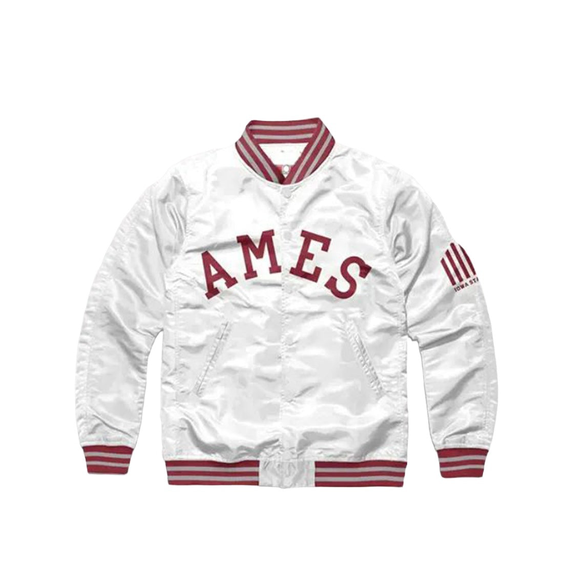 Ames Arch Iowa State Cyclones White Satin Jacket