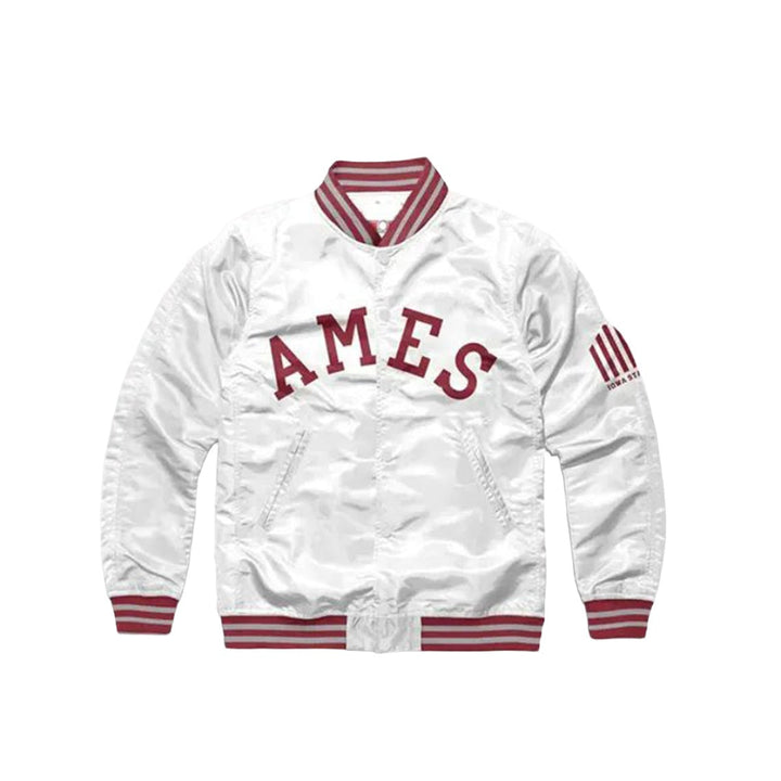 Ames Arch Iowa State Cyclones White Satin Jacket