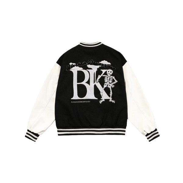 Black Cotton Bk Varsity Jacket back