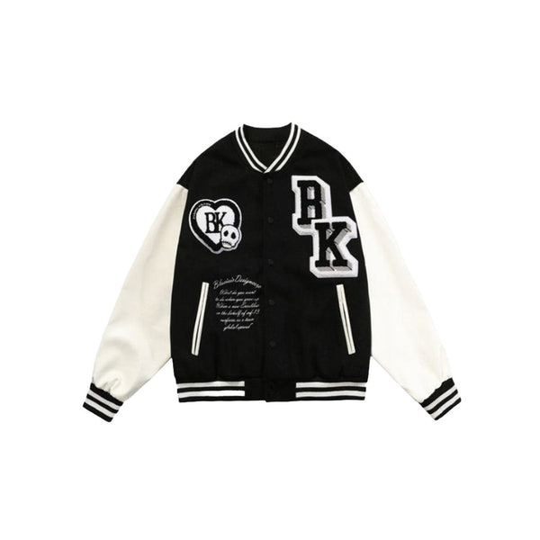 Black Cotton Bk Varsity Jacket