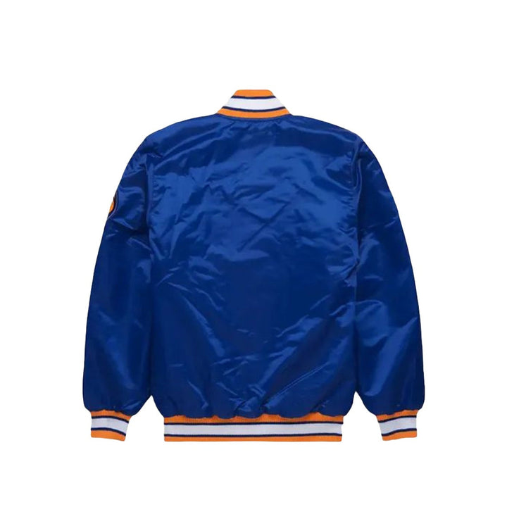 90’s NY Knicks Blue Jacket, HNA Leather, Satin jacket, ny-knicks-blue-jacket, 90’s New York Knicks Blue Jacket, 90’s New York Knicks Blue Satin Jacket, 90’s New York Knicks Bomber Blu