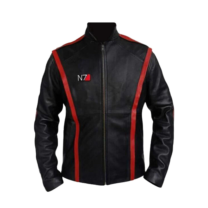 N7 Mass Effect 3 Commander Shepard Leather Biker Jacket HNA Leather