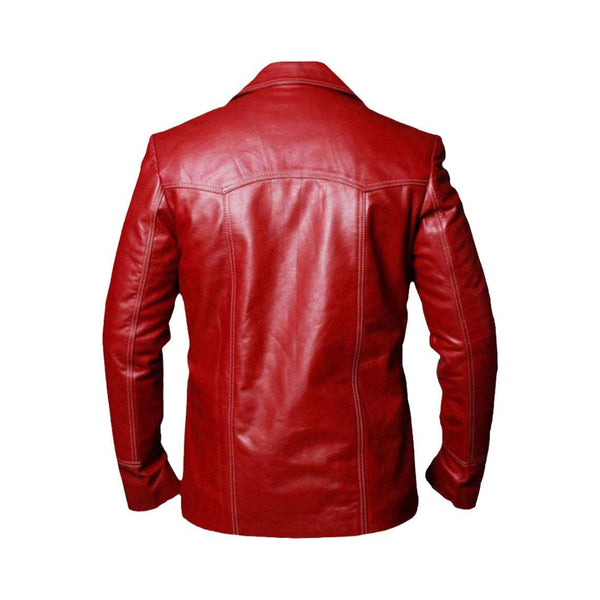 Brad Pitt Fight Club Tyler Durden Red Leather Jacket