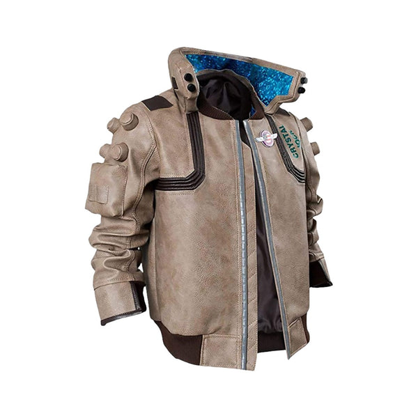 Cyberpunk Beige leather jacket